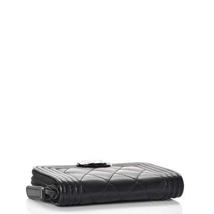 Chanel Lambskin Quilted Zip Around Boy Coin Purse Wallet So Black 4 of 7