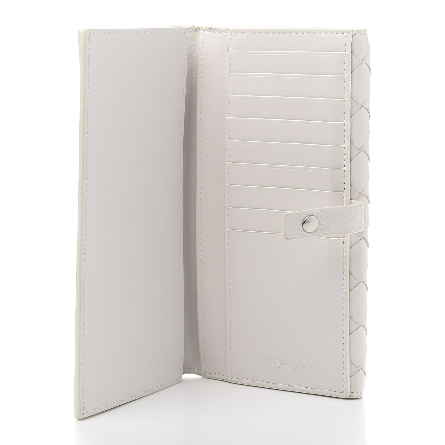 Nappa Intrecciato Continental Snap Wallet White