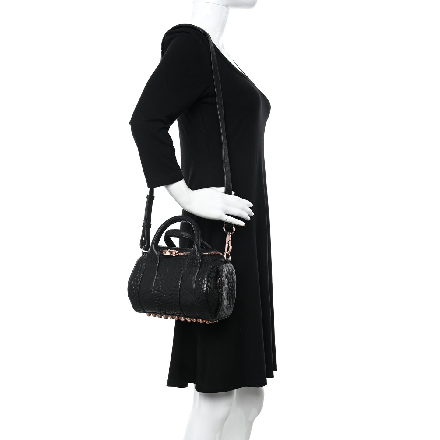 Pebbled Lambskin Rockie Black Rose Gold Hardware