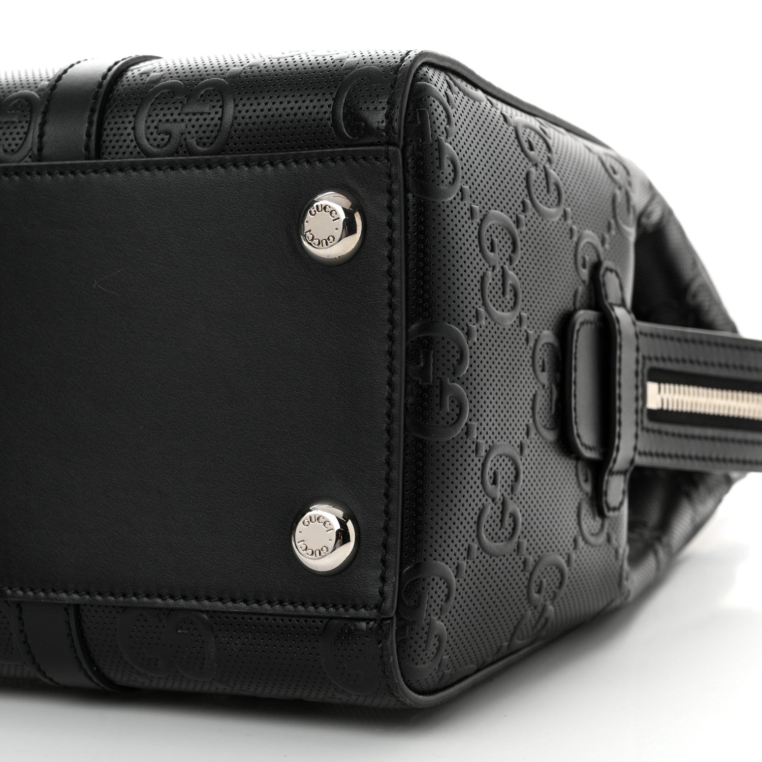 Gucci Calfskin GG Tennis Embossed Tote Bag Black 10 of 10