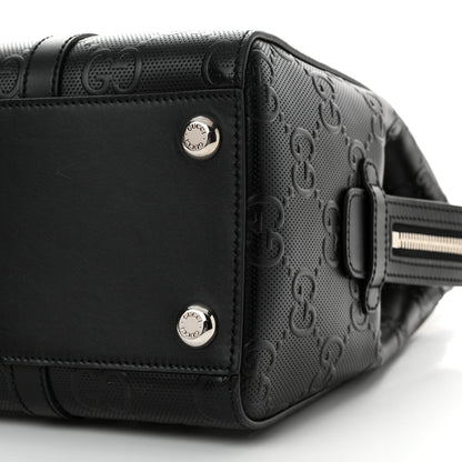Gucci Calfskin GG Tennis Embossed Tote Bag Black 10 of 10