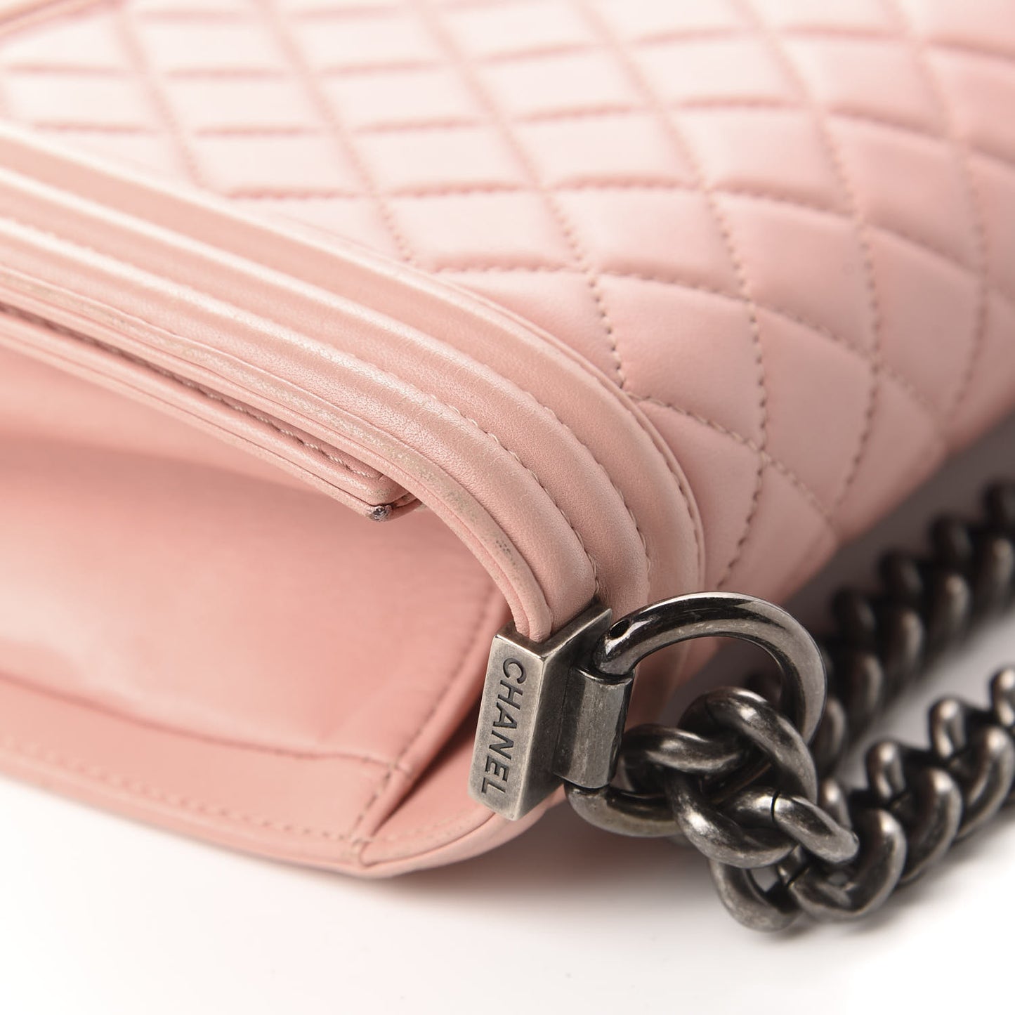Lambskin Quilted Medium Boy Flap Light Pink