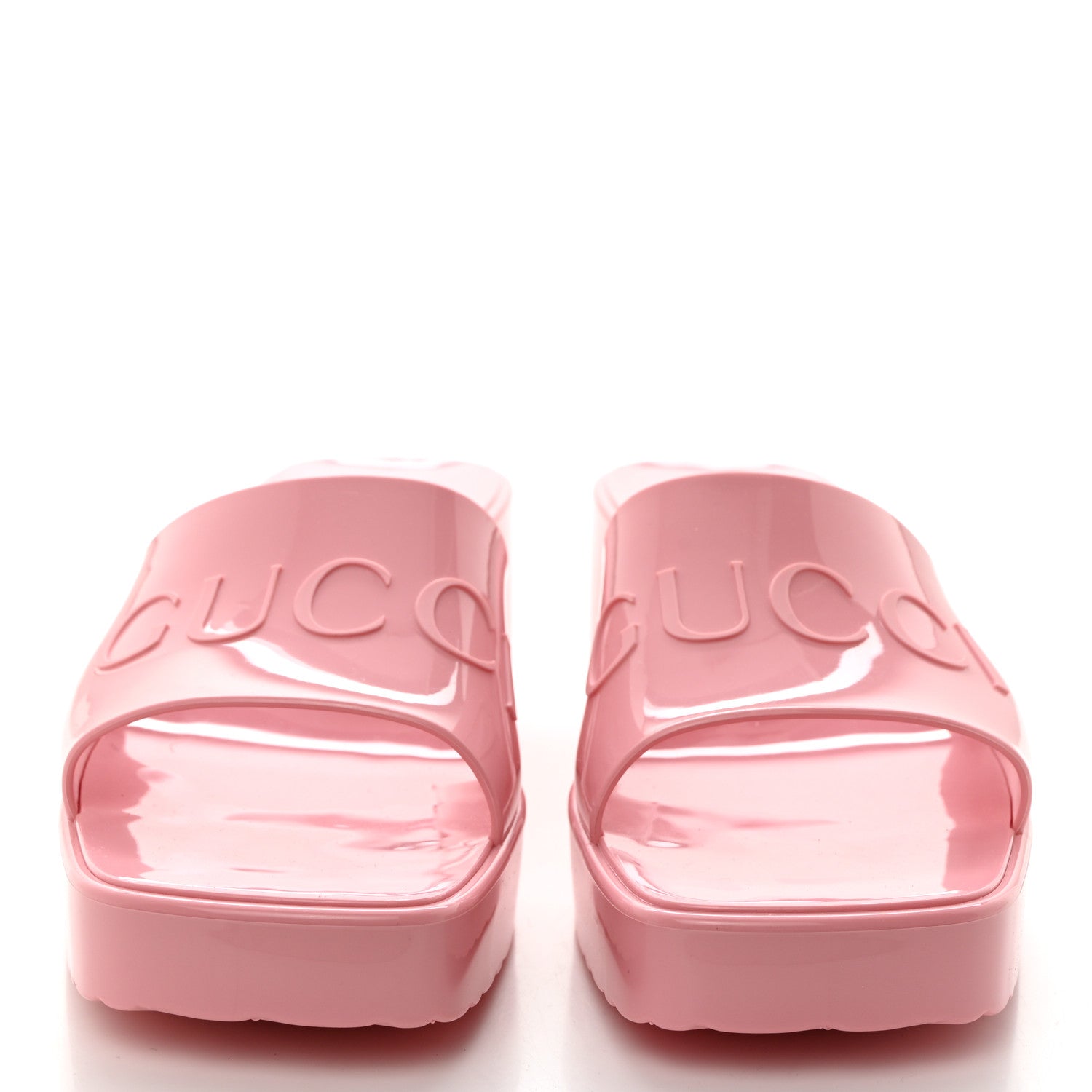 Gucci Rubber Gucci Logo Womens Platform 20/60mm Slide Sandals 40 Wild Rose 2 of 9