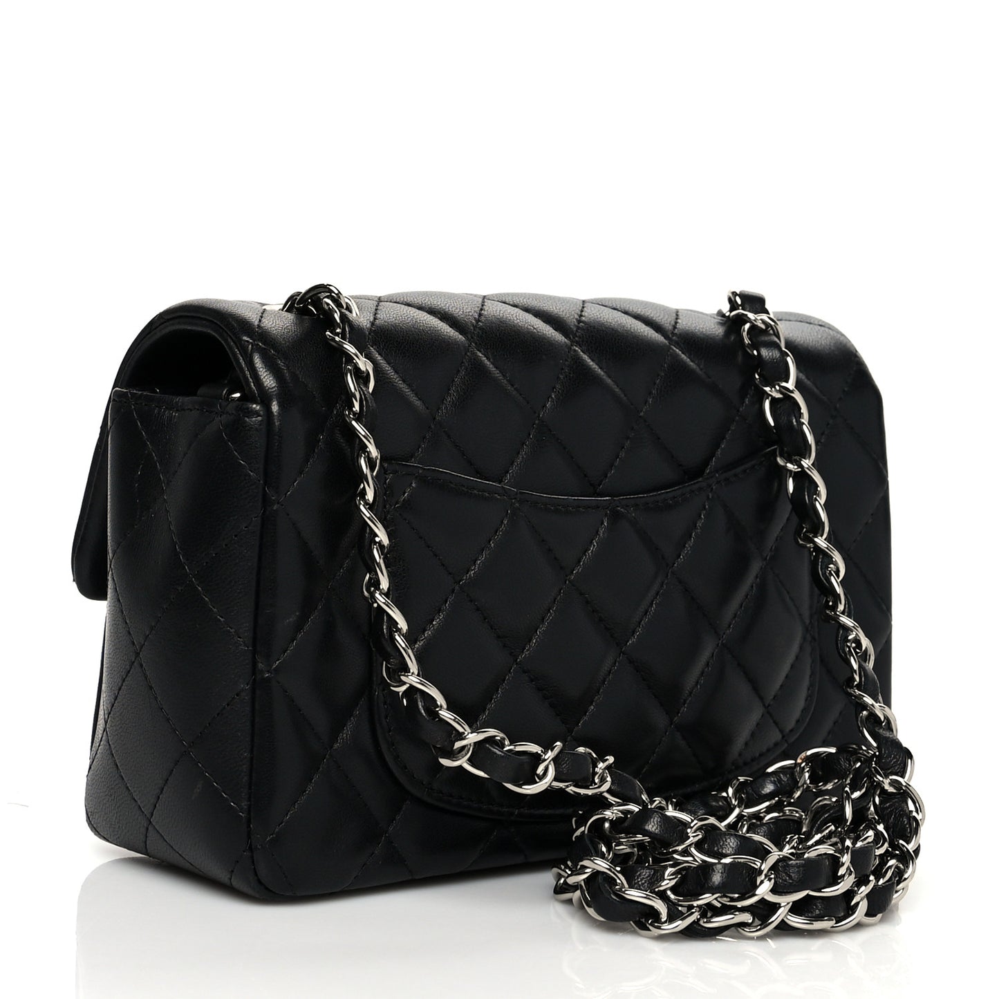 Lambskin Quilted Mini Rectangular Flap Black