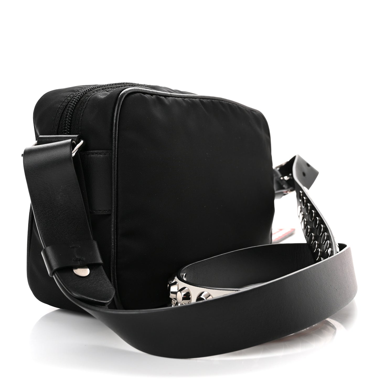Tessuto Nylon Studded New Vela Shoulder Bag Black Fuoco