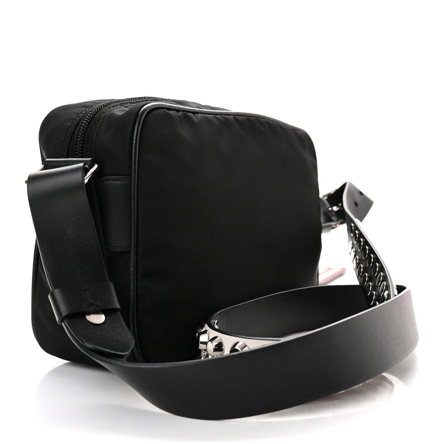 Prada Tessuto Nylon Studded New Vela Shoulder Bag Black Fuoco 3 of 10