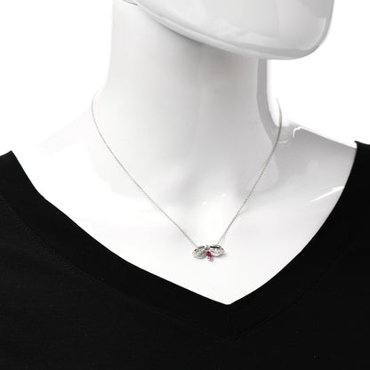 Tiffany Platinum Diamond Pink Tourmaline Paper Flowers Firefly Pendant Necklace 2 of 6