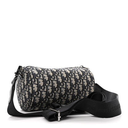 Christian Dior X KENNY SCHARF Oblique Canvas Embroidered Patches Roller Messenger Bag Charcoal 3 of 9