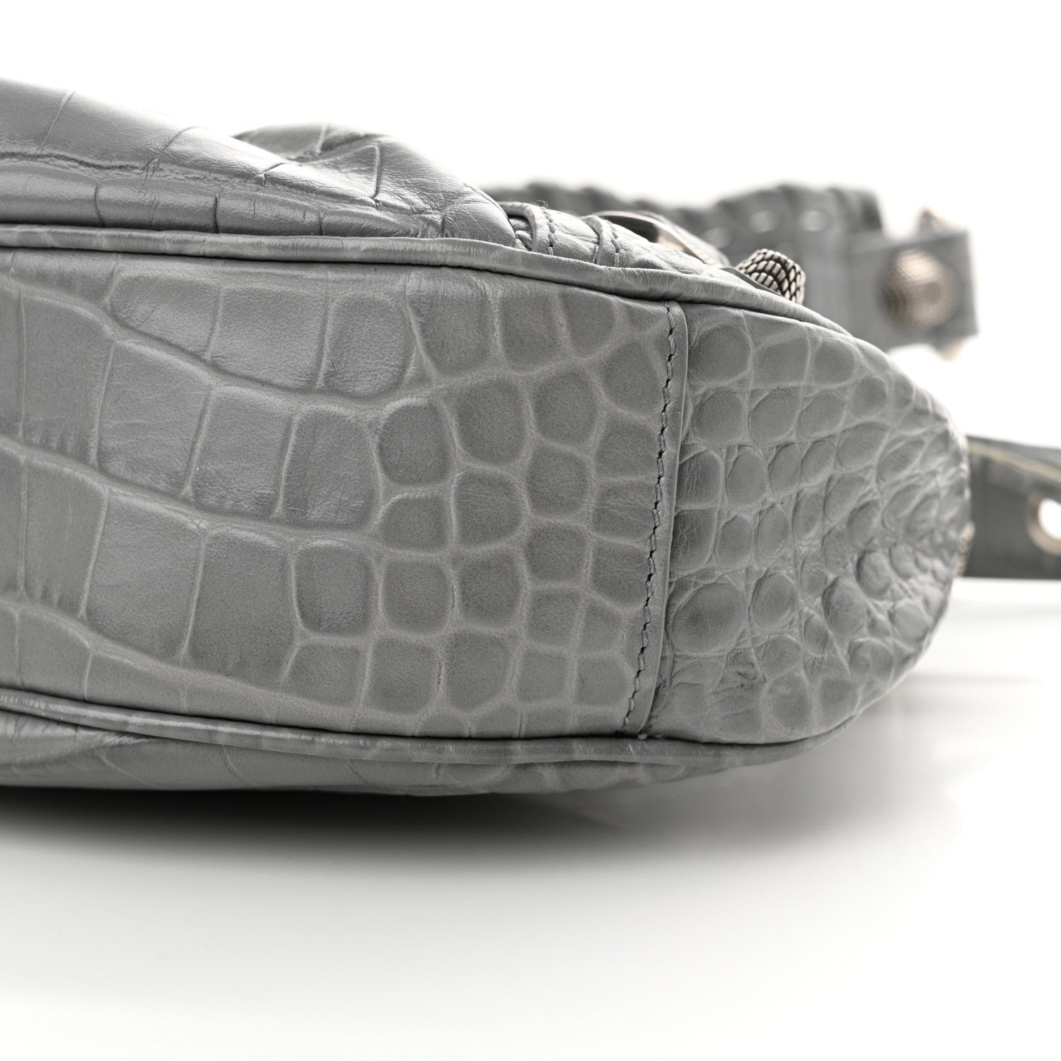 Balenciaga Extra Supple Calfskin Crocodile Embossed XS Le Cagole Shoulder Bag Balenciaga Grey 11 of 12