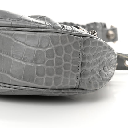 Balenciaga Extra Supple Calfskin Crocodile Embossed XS Le Cagole Shoulder Bag Balenciaga Grey 11 of 12