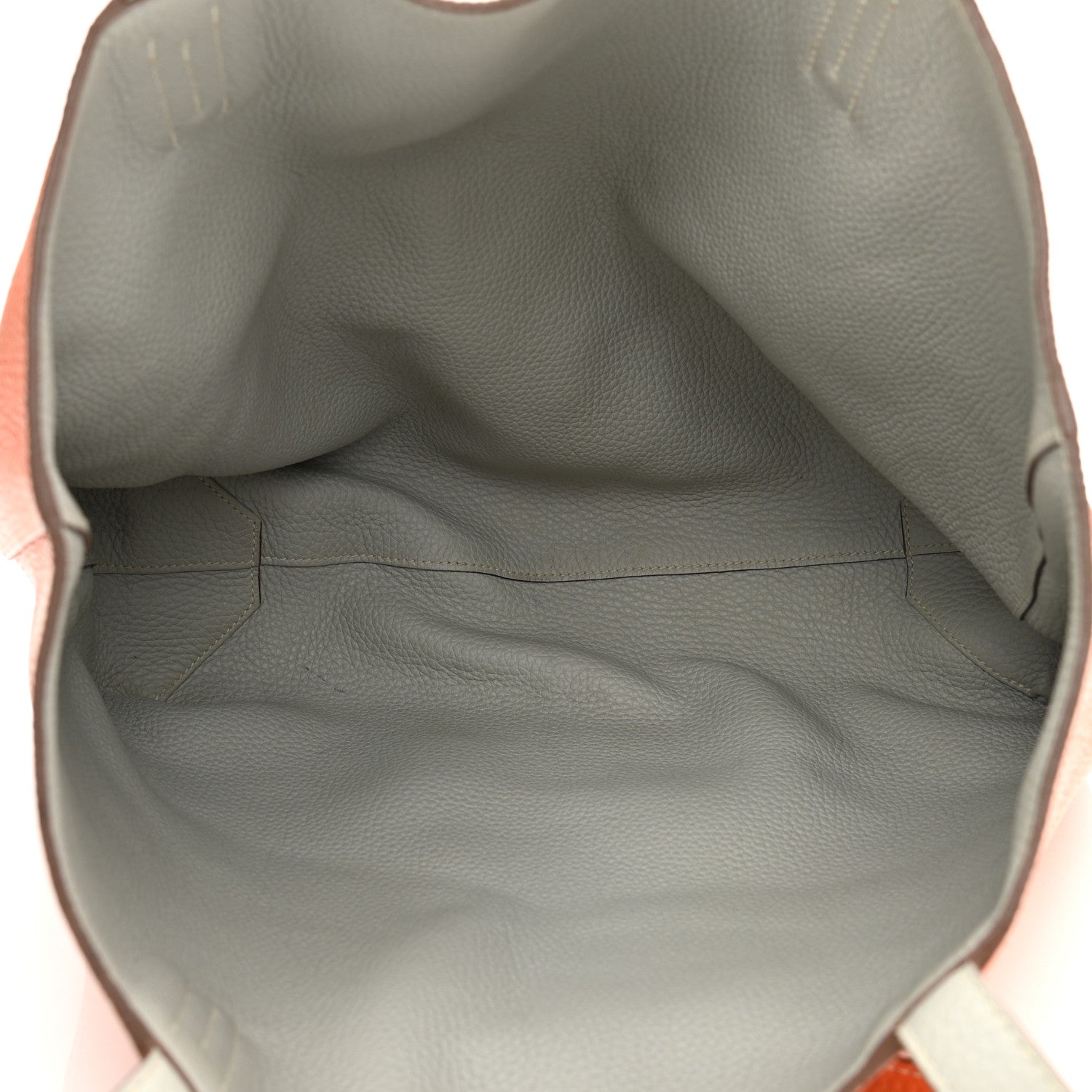 Hermes Taurillon Clemence Double Sens 36 Reversible Tote Gris Perle Orange 8 of 15