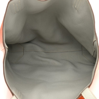 Hermes Taurillon Clemence Double Sens 36 Reversible Tote Gris Perle Orange 8 of 15