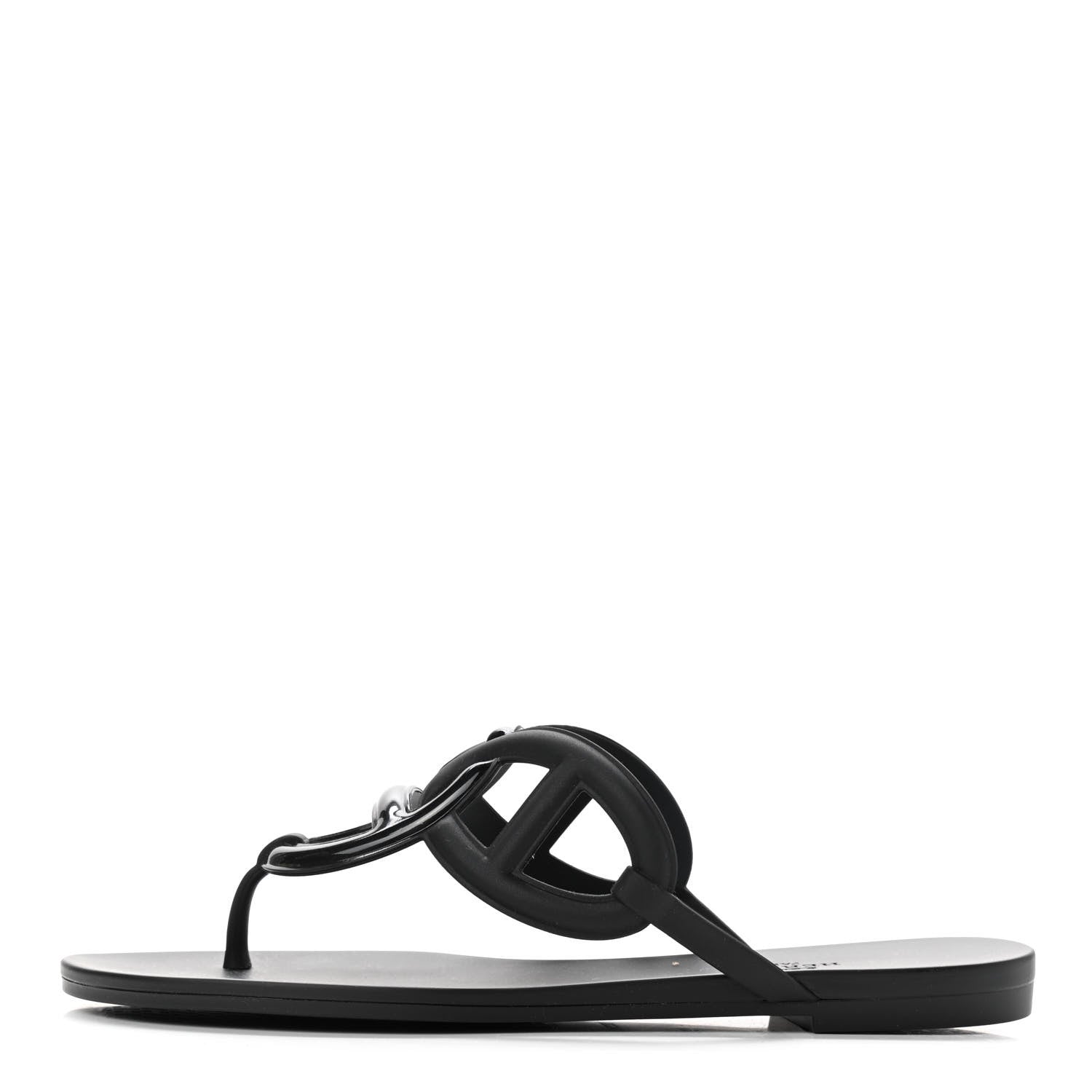 Hermes Rubber Womens Egerie Sandals 38 Black 1 of 8