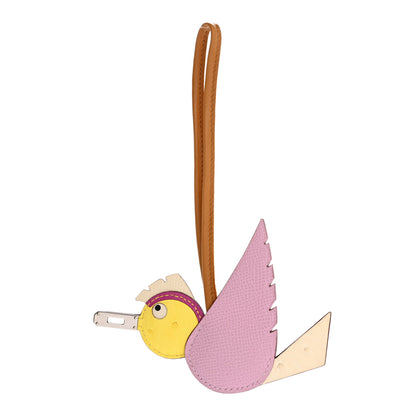 Hermes Ostrich Epsom Swift Birdy Bag Charm Mauve Sylvestre Nata Jaune Citron Magnolia Sesame 1 of 5