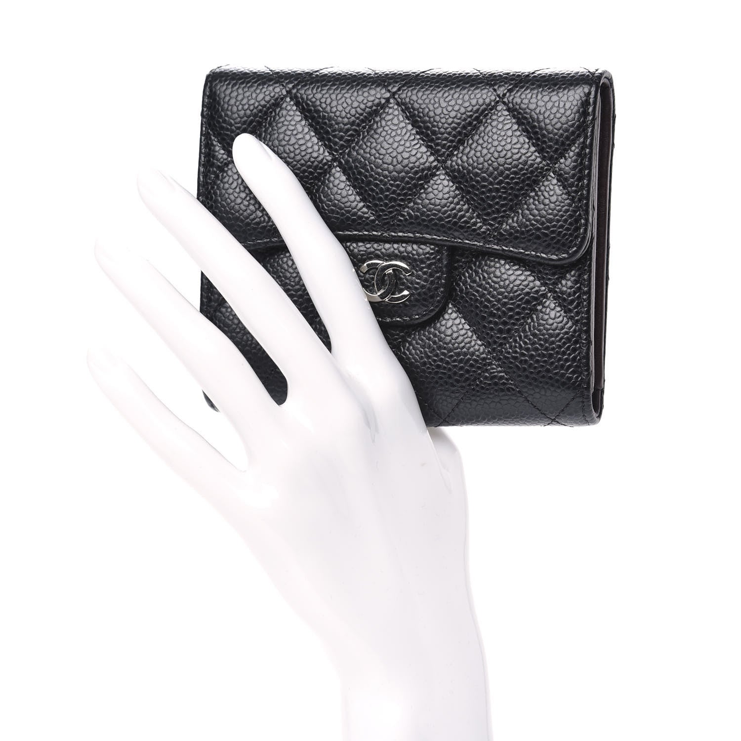 Chanel Caviar Quilted Compact Flap Wallet Black 2 of 9