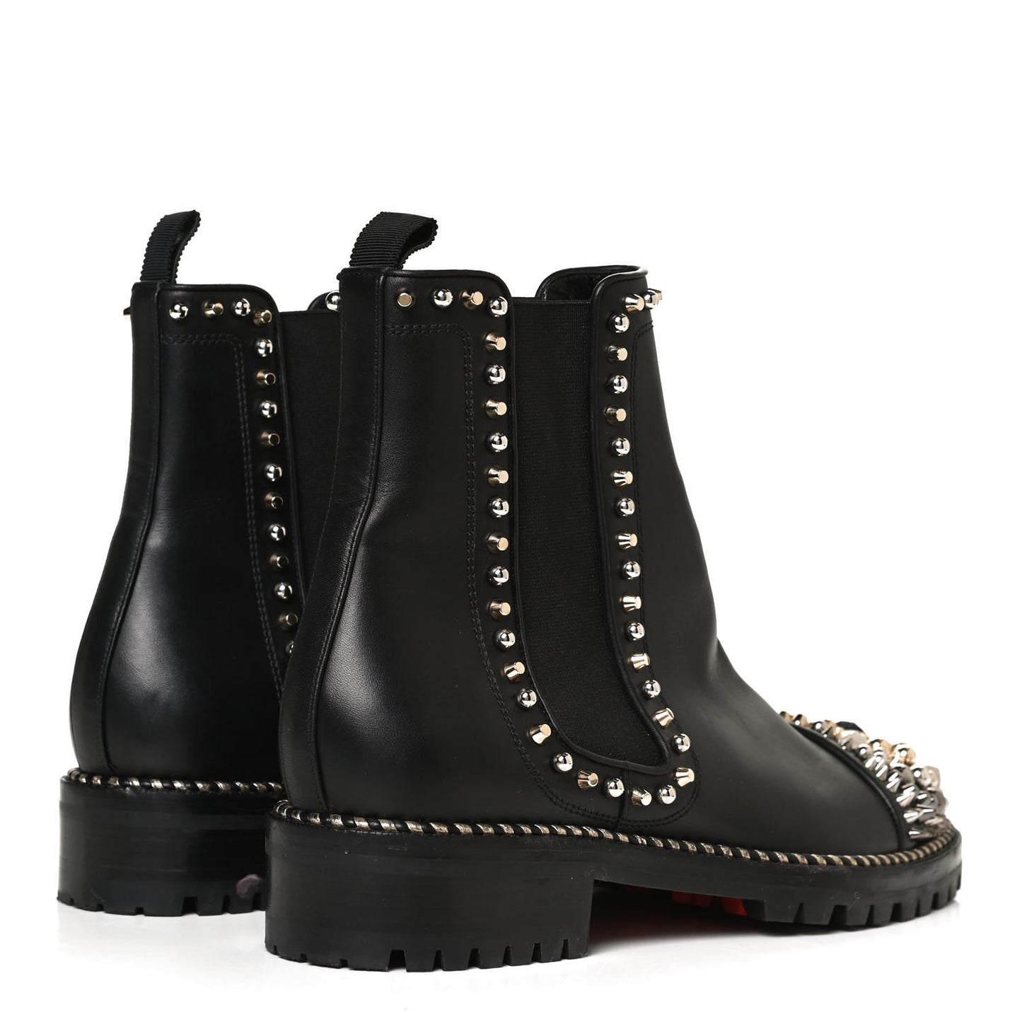 Calfskin Studded Chasse A Clou Flat Chelsea Boots 41 Black