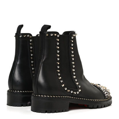 Christian Louboutin Calfskin Studded Chasse A Clou Flat Chelsea Boots 41 Black 4 of 11