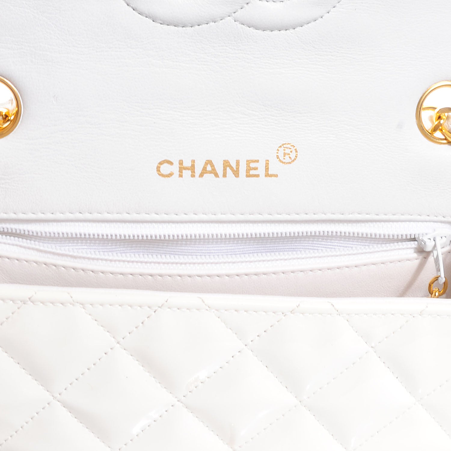 Chanel Patent Quilted Mini Square Flap White 7 of 9