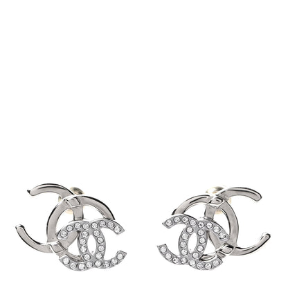 Chanel Crystal Double CC Earrings Gold Silver 1 of 5