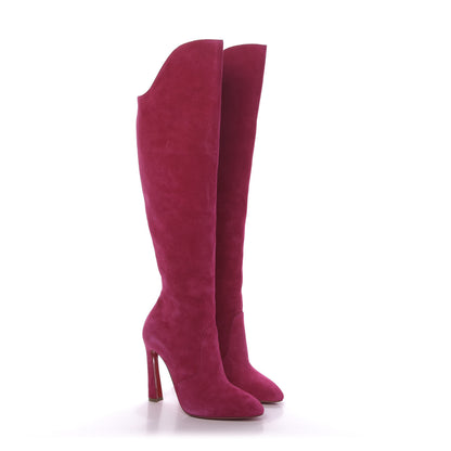 Christian Louboutin Veau Velours Eleonor Tall Boots 37 Bomba 2 of 8