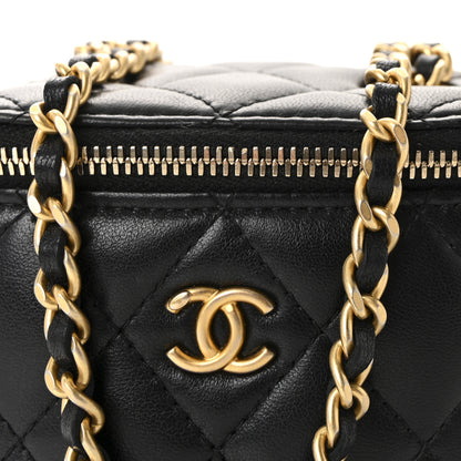 Chanel Lambskin Quilted Mini Pearl Crush Vanity Case With Chain Black 8 of 10