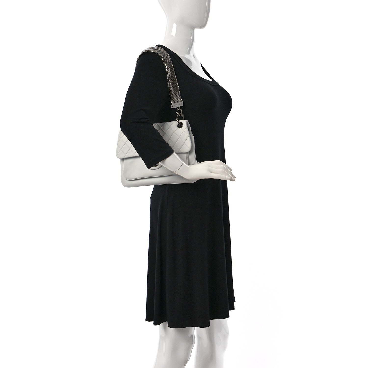 Chanel Lambskin Quilted Chain Mail Shoulder Bag White 2 of 12