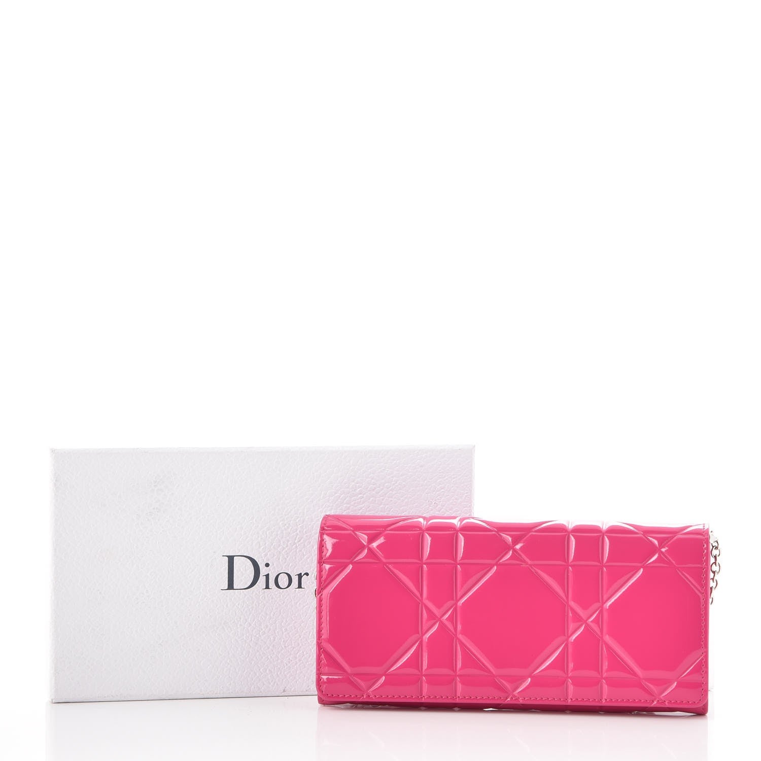 Christian Dior Patent Cannage Rendez-vous Chain Wallet Fuchsia 8 of 8