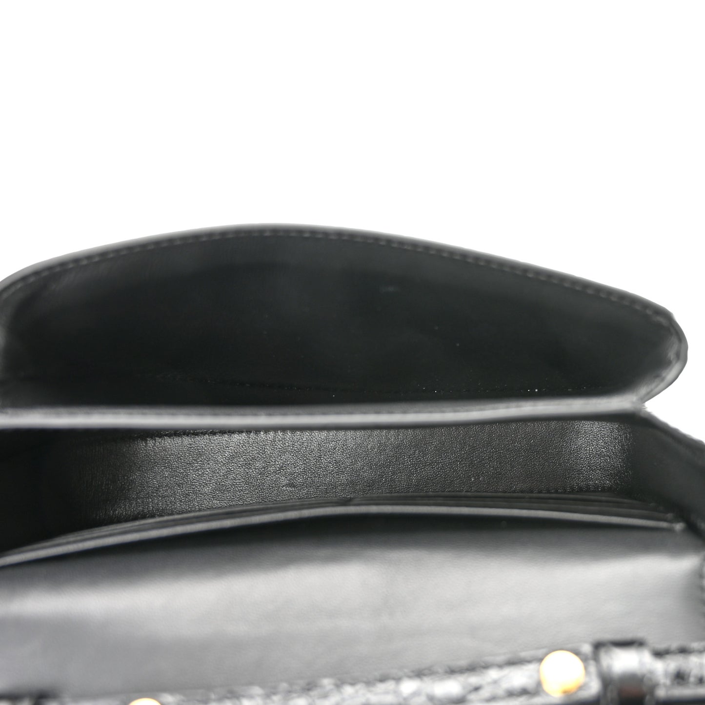 Shiny Super Supple Calfskin Crocodile Embossed Minister Flap Bag XS Black