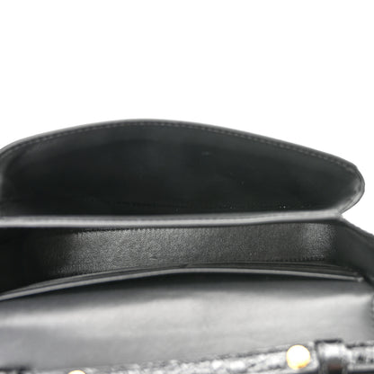Balenciaga Shiny Super Supple Calfskin Crocodile Embossed Minister Flap Bag XS Black 4 of 10