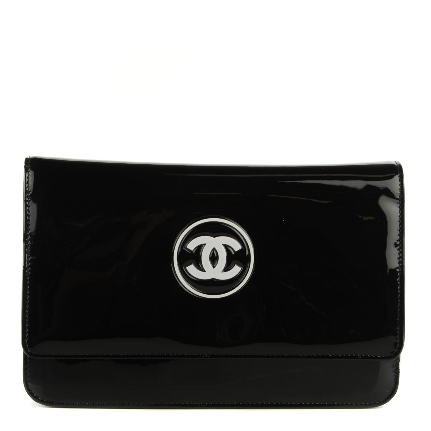 Chanel Patent CC Compact Wallet On Chain WOC Black 1 of 7