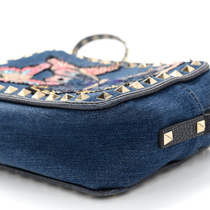 Valentino Garavani Denim Butterfly Embroidered Rockstud Camera Crossbody Bag Light Denim Multicolor 9 of 11