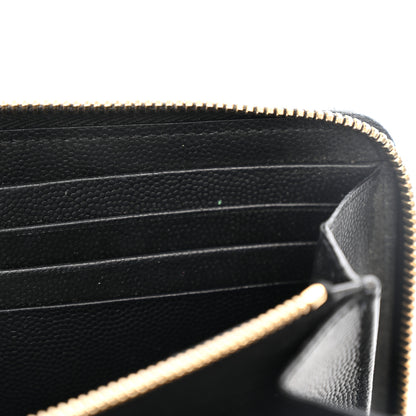 Saint Laurent Grain De Poudre Matelasse Chevron Monogram Zip Around Wallet Black 8 of 13
