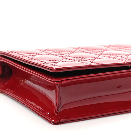 Christian Dior Patent Cannage Lady Dior Chain Wallet Rouge Ceris 10 of 11