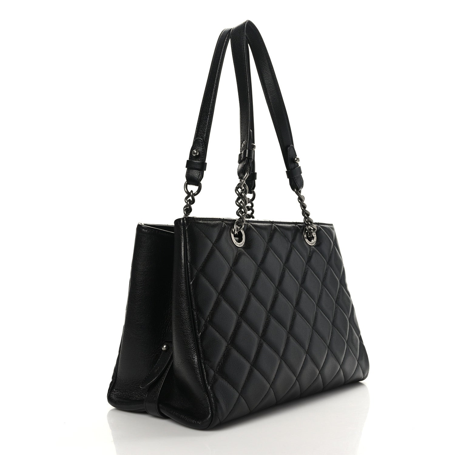 Chanel Metallic Goatskin Quilted Large City Rock Shopping Bag Black 3 of 11
