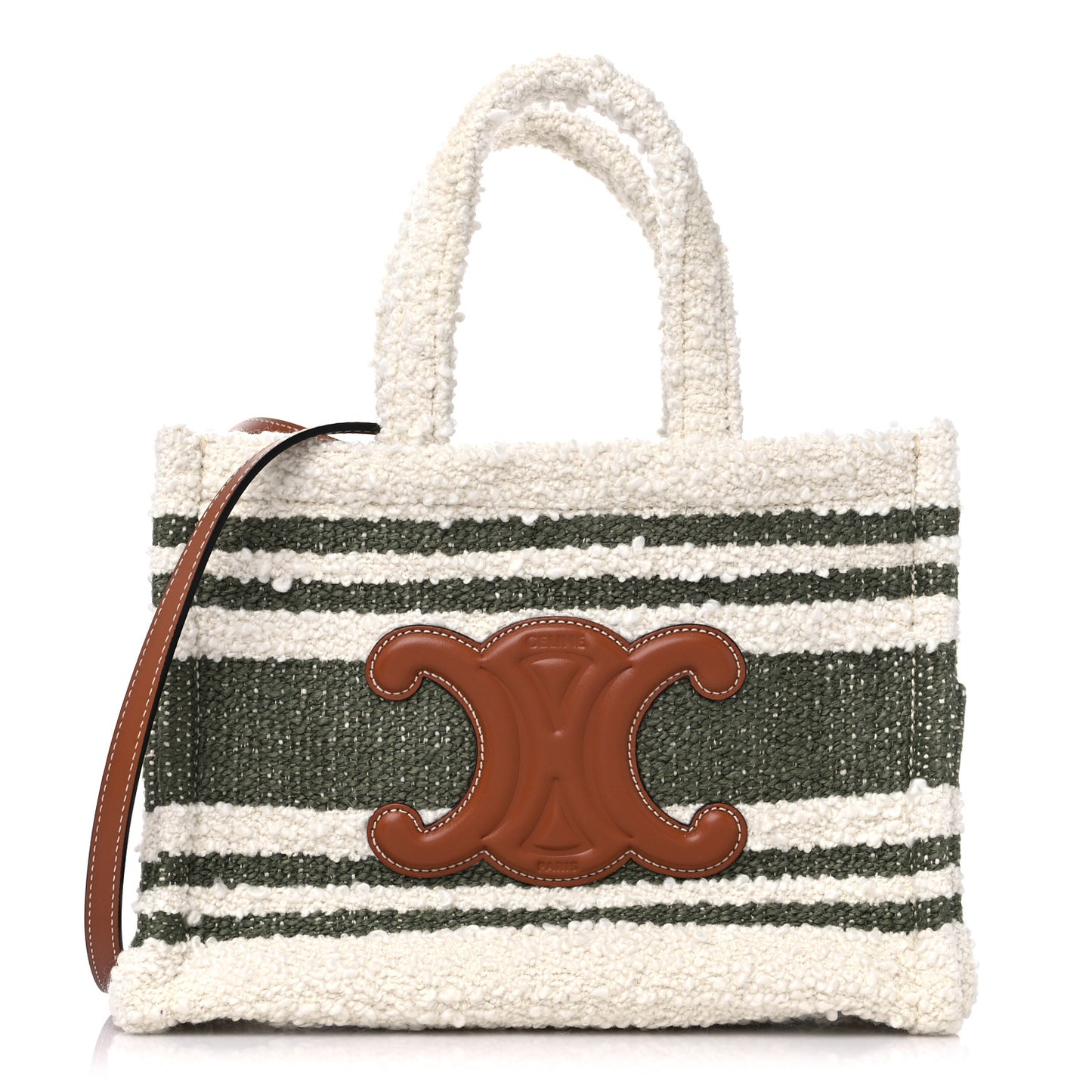 Stripe Triomphe Small Cabas Thais Khaki Tan