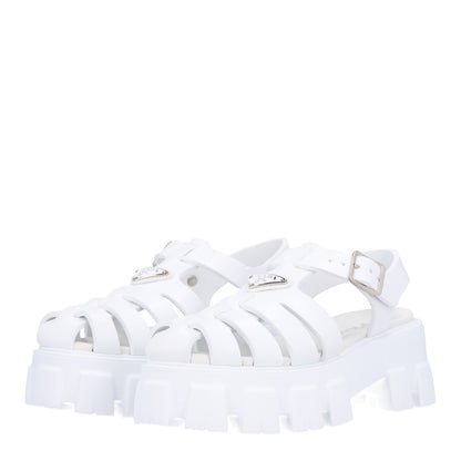 Prada Foam Rubber Metal Triangle Logo Monolith 55mm Cage Sandals 38 White 4 of 10