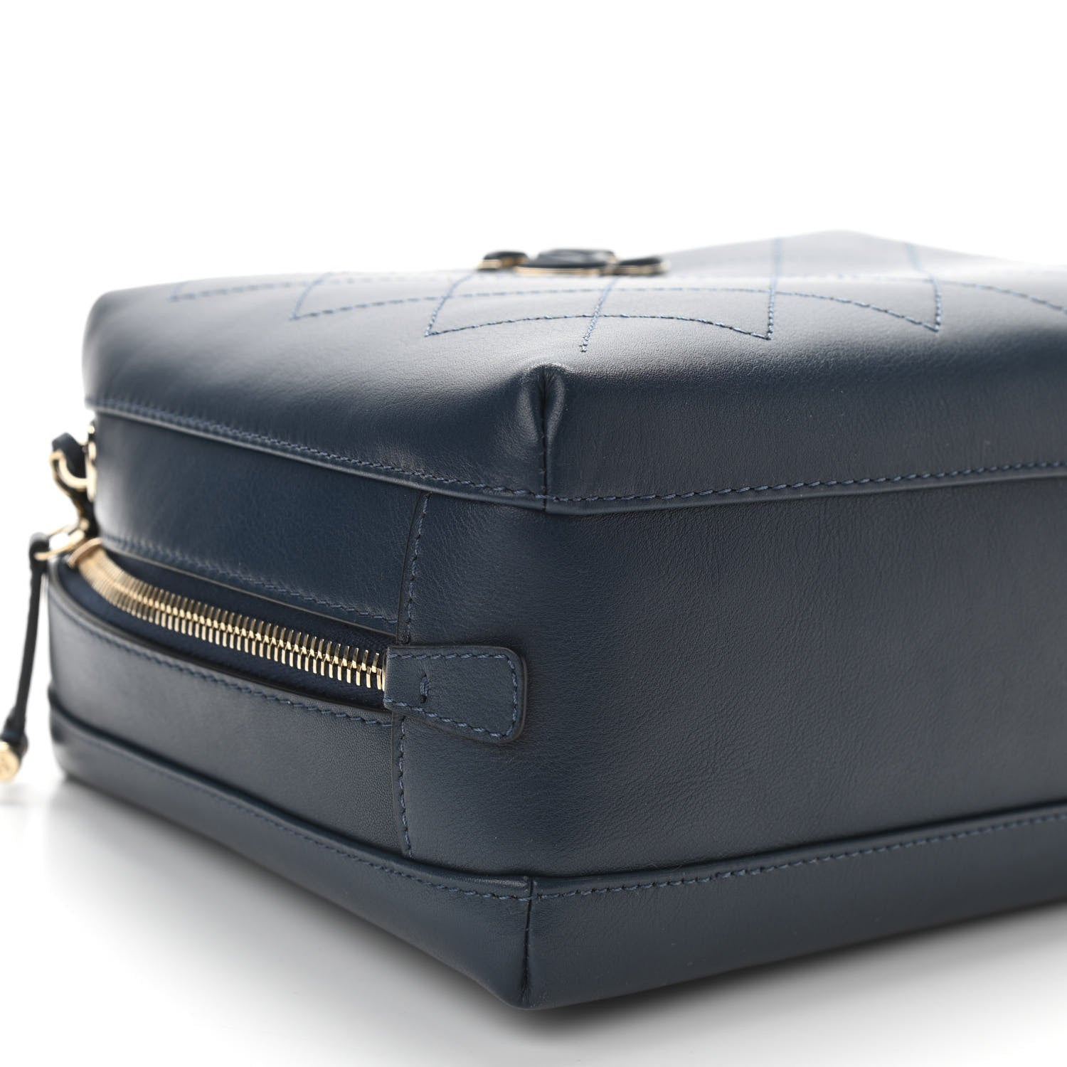 Chanel Calfskin Stitched CC Camera Case Bag Blue 10 of 11