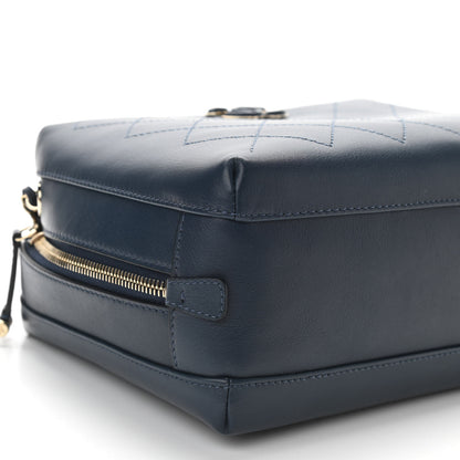 Chanel Calfskin Stitched CC Camera Case Bag Blue 10 of 11