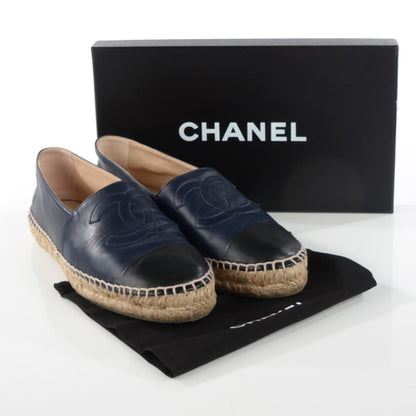 Chanel Lambskin CC Espadrilles 38 Navy Black 5 of 9