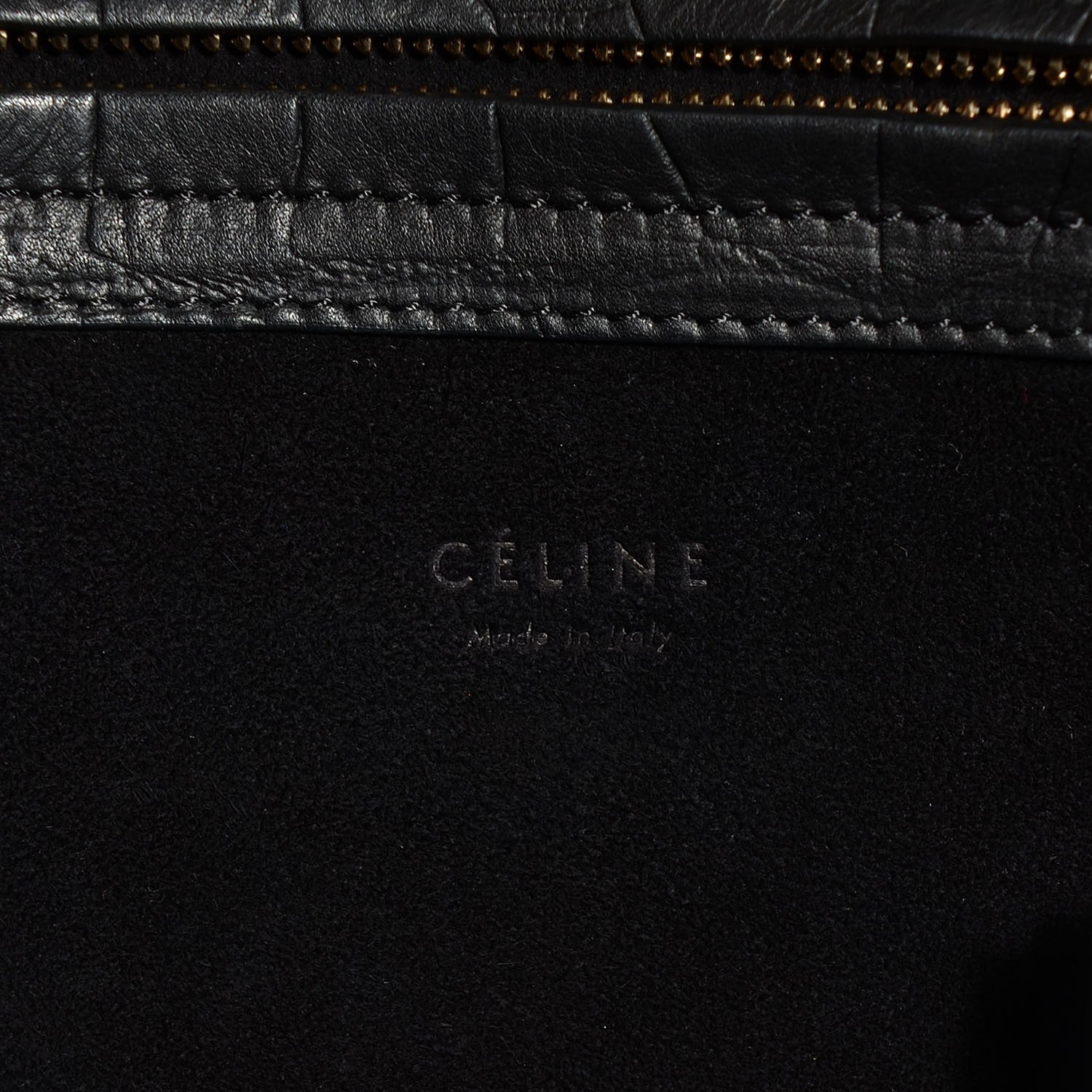 Celine Crocodile Embossed Calfskin Medium Phantom Luggage Black 6 of 7