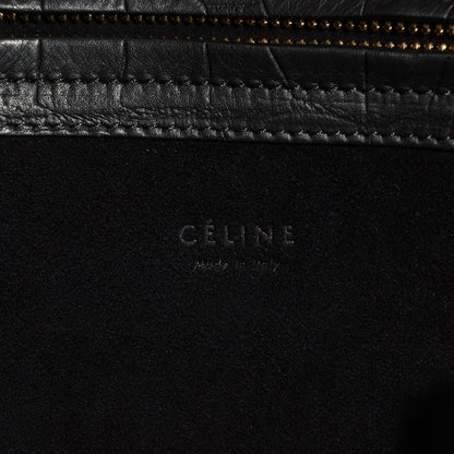 Celine Crocodile Embossed Calfskin Medium Phantom Luggage Black 6 of 7