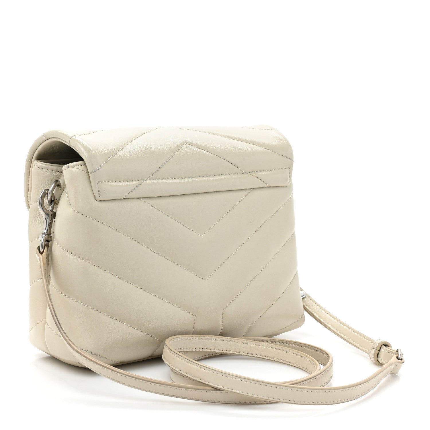 Saint Laurent Calfskin Y Quilted Monogram Toy Loulou Crossbody Bag Crema Soft 3 of 18