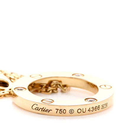 Cartier 18K Yellow Gold 3 Diamonds LOVE Pendant Necklace 4 of 5