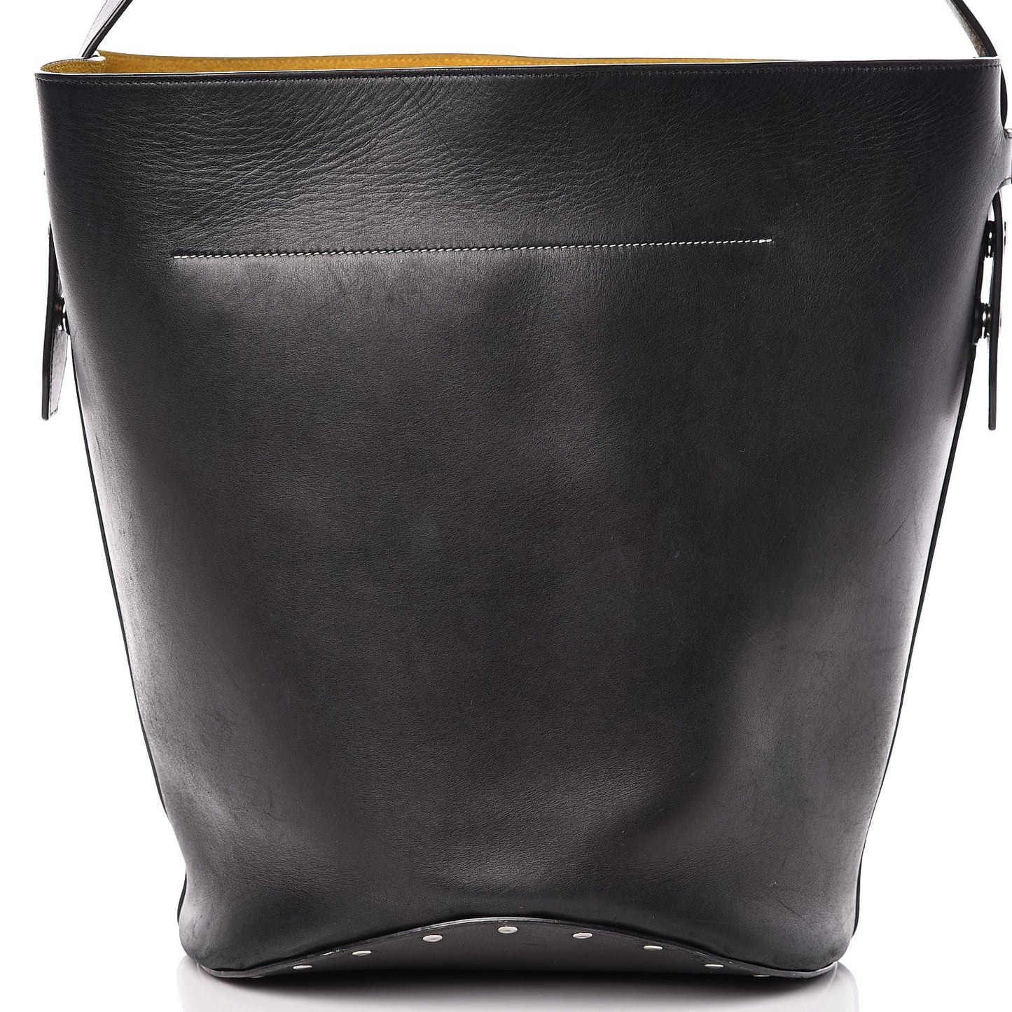 Natural Calfskin Biker Bucket Shoulder Bag Black Sunflower