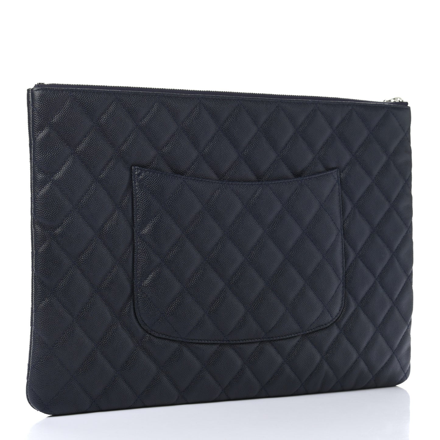 Caviar Quilted Large Cosmetic Case Navy