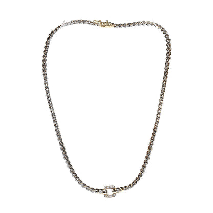 Cartier 18K Yellow Gold Stainless Steel Diamond Station Necklace 3 of 5