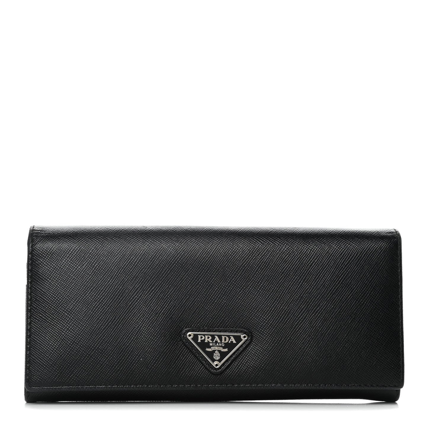 Saffiano Triangle Continental Flap Wallet Black