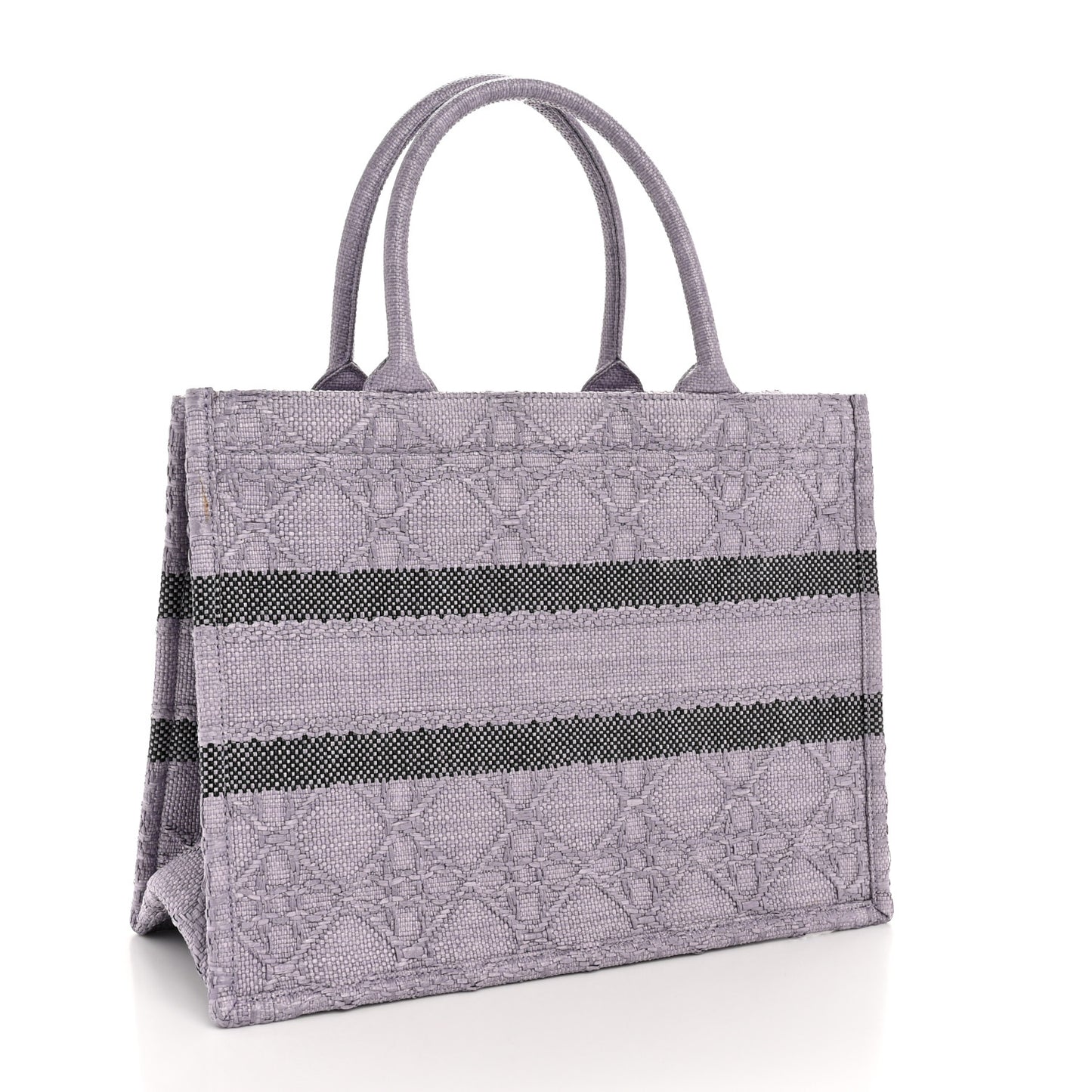 Raffia Cannage Medium Book Tote Lilac