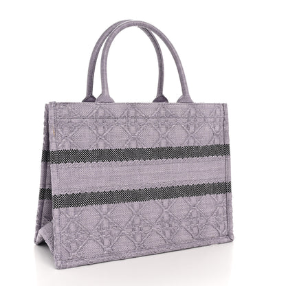 Christian Dior Raffia Cannage Medium Book Tote Lilac 3 of 11