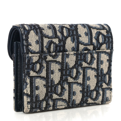 Christian Dior Oblique Saddle Card Holder Blue 3 of 13